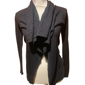 Tahari XSmall 100% Merino wool black open front cardigan Warm Cozy Capsule